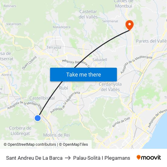 Sant Andreu De La Barca to Palau-Solità I Plegamans map