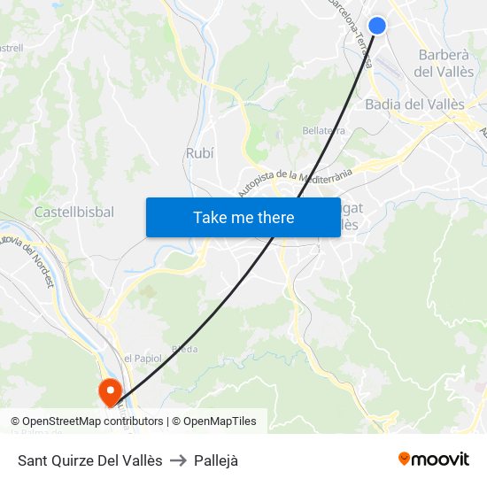 Sant Quirze Del Vallès to Pallejà map