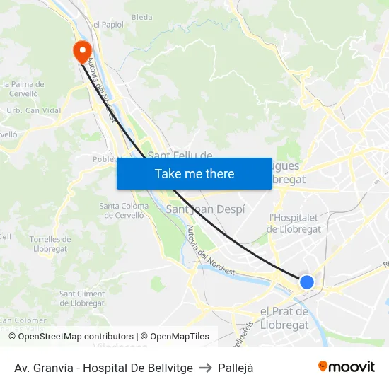Av. Granvia - Hospital De Bellvitge to Pallejà map