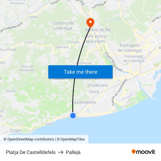 Platja De Castelldefels to Pallejà map