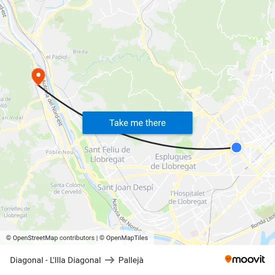 Diagonal - L'Illa Diagonal to Pallejà map
