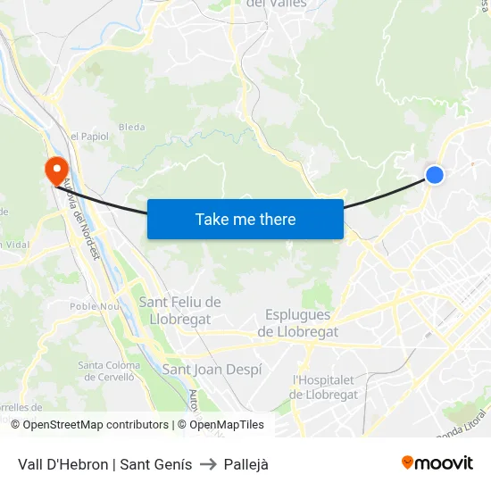 Vall D'Hebron | Sant Genís to Pallejà map