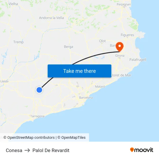 Conesa to Palol De Revardit map