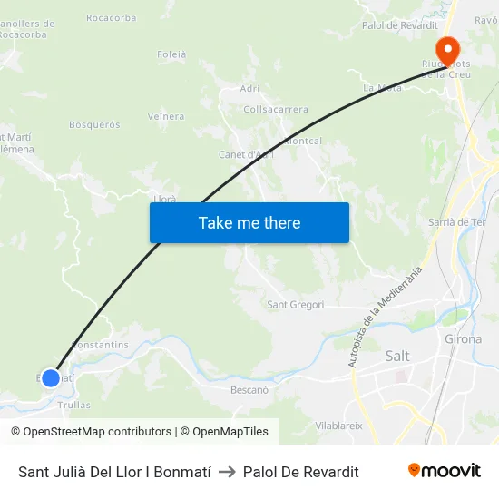 Sant Julià Del Llor I Bonmatí to Palol De Revardit map