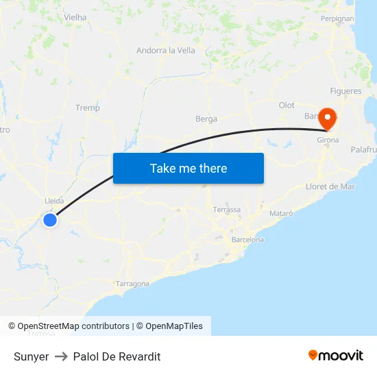 Sunyer to Palol De Revardit map