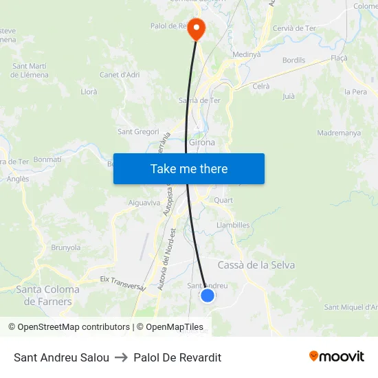 Sant Andreu Salou to Palol De Revardit map