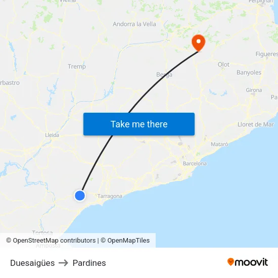 Duesaigües to Pardines map