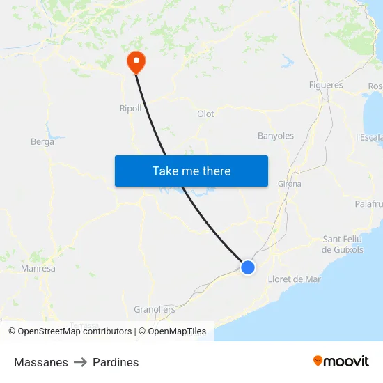Massanes to Pardines map