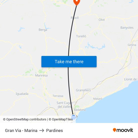 Gran Via - Marina to Pardines map