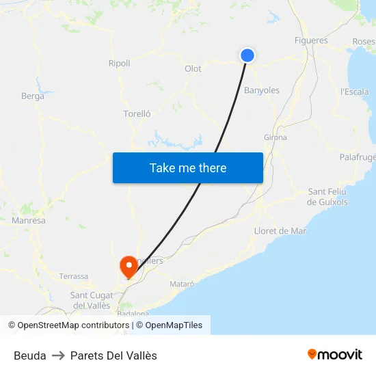Beuda to Parets Del Vallès map