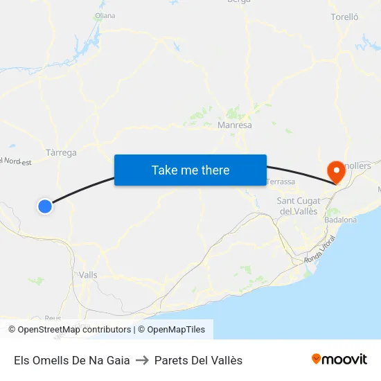 Els Omells De Na Gaia to Parets Del Vallès map