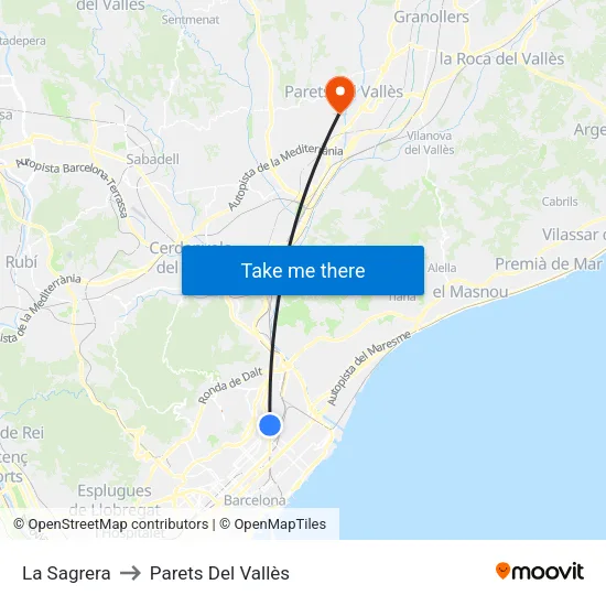 La Sagrera to Parets Del Vallès map