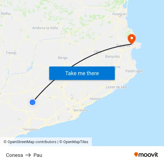 Conesa to Pau map