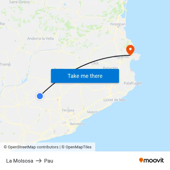 La Molsosa to Pau map
