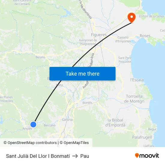 Sant Julià Del Llor I Bonmatí to Pau map