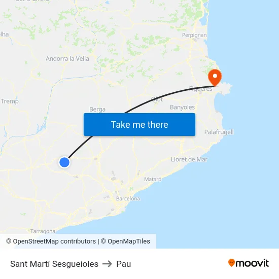 Sant Martí Sesgueioles to Pau map