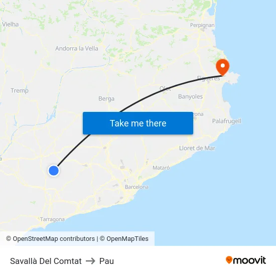 Savallà Del Comtat to Pau map