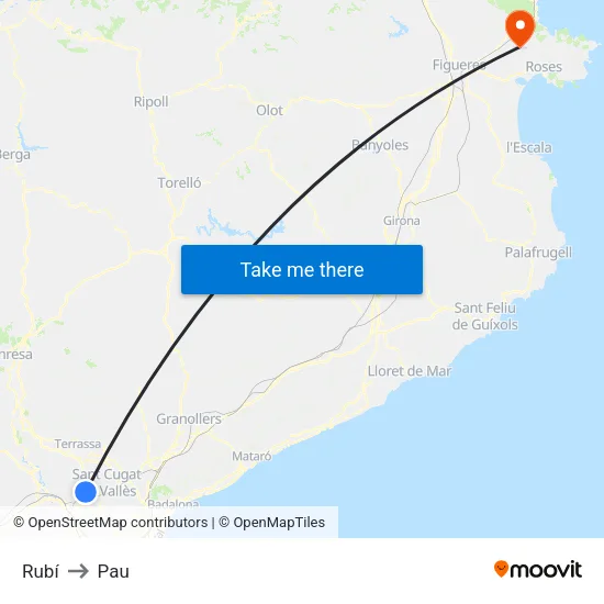 Rubí to Pau map