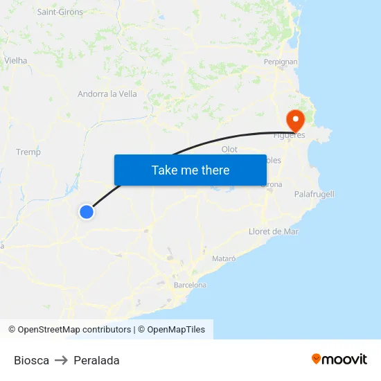 Biosca to Peralada map