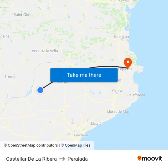 Castellar De La Ribera to Peralada map