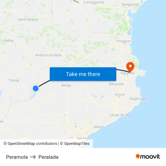 Peramola to Peralada map