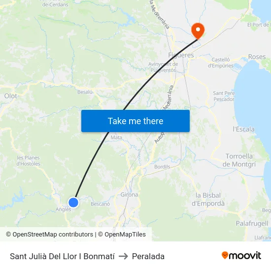 Sant Julià Del Llor I Bonmatí to Peralada map