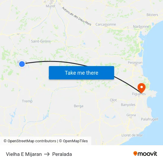 Vielha E Mijaran to Peralada map