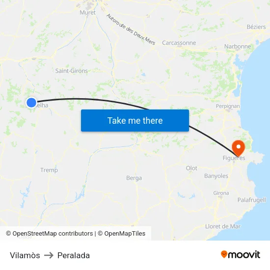 Vilamòs to Peralada map