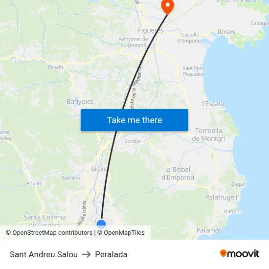 Sant Andreu Salou to Peralada map