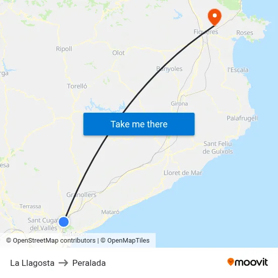 La Llagosta to Peralada map