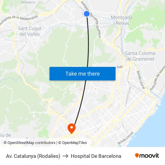 Av. Catalunya (Rodalies) to Hospital De Barcelona map