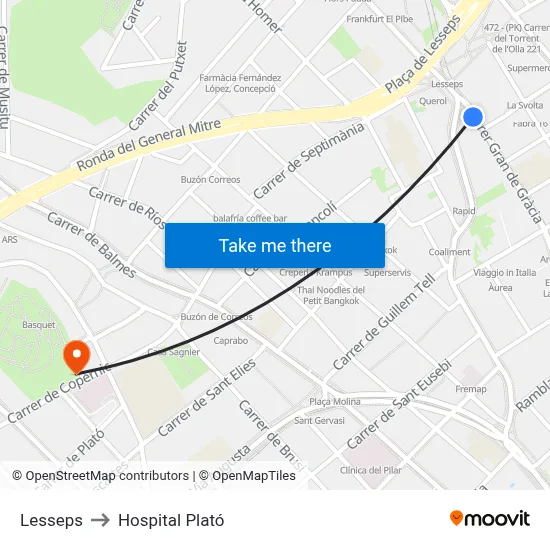 Lesseps to Hospital Plató map