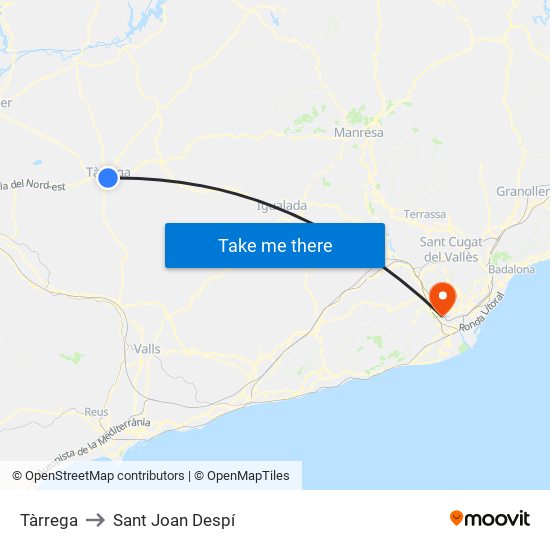 Tàrrega to Sant Joan Despí map
