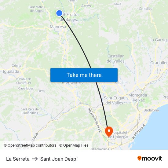 La Serreta to Sant Joan Despí map