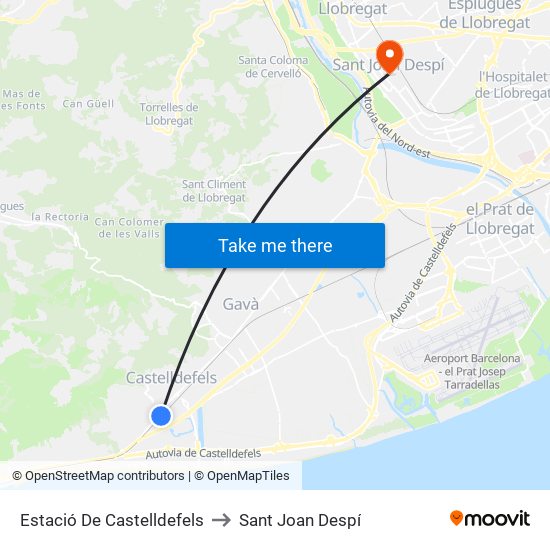 Estació De Castelldefels to Sant Joan Despí map