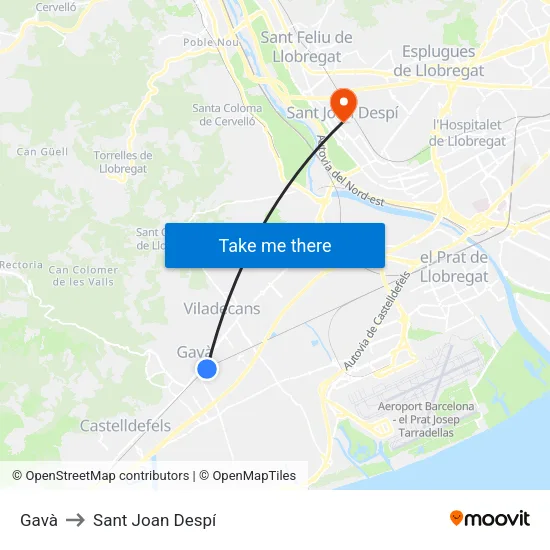 Gavà to Sant Joan Despí map