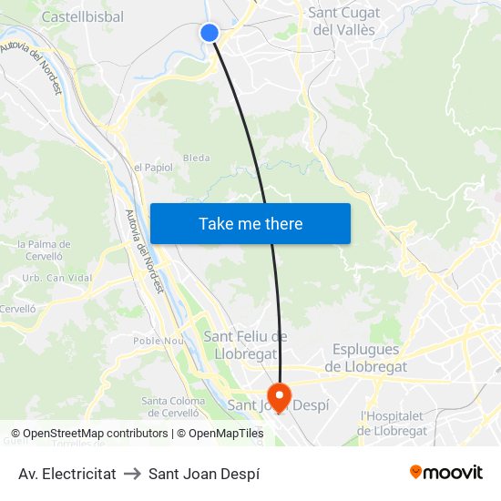 Av. Electricitat to Sant Joan Despí map