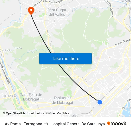 Av Roma - Tarragona to Hospital General De Catalunya map