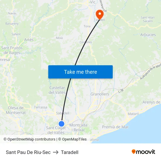 Sant Pau De Riu-Sec to Taradell map