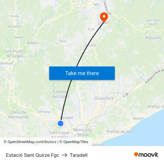 Estació Sant Quirze Fgc to Taradell map