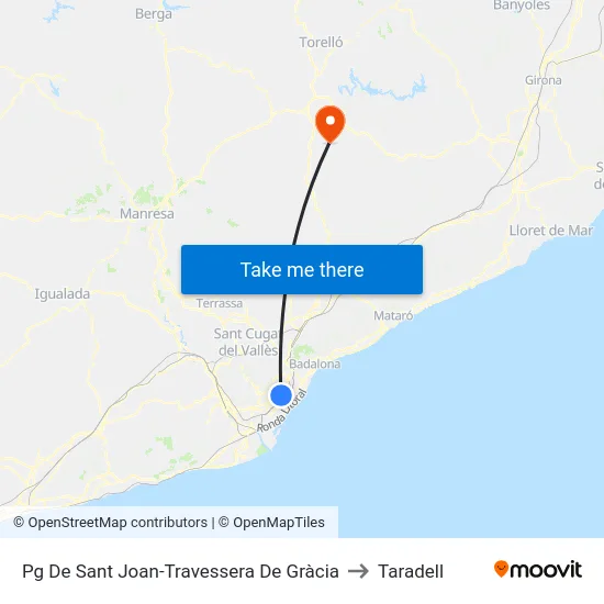 Pg De Sant Joan-Travessera De Gràcia to Taradell map
