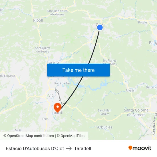 Estació D'Autobusos D'Olot to Taradell map