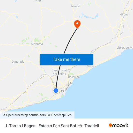 J. Torras I Bages - Estació Fgc Sant Boi to Taradell map