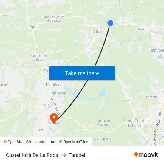 Castellfollit De La Roca to Taradell map