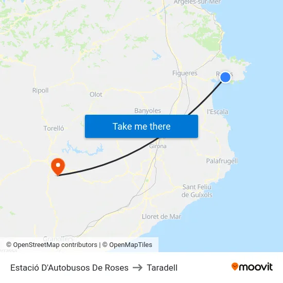 Estació D'Autobusos De Roses to Taradell map