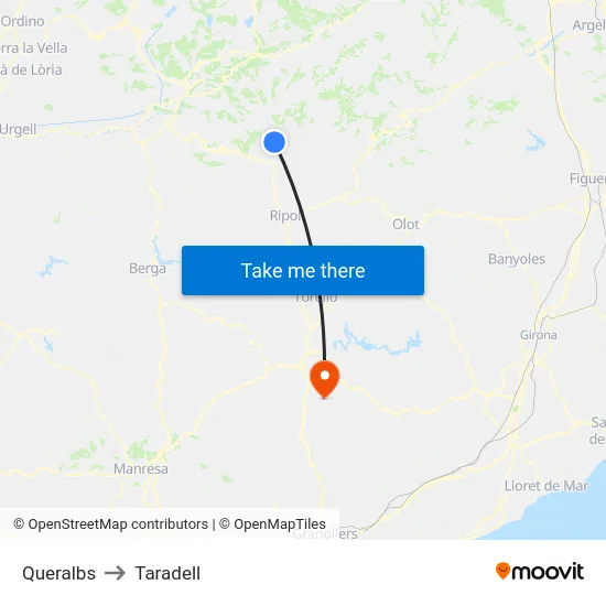 Queralbs to Taradell map