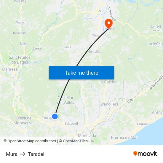 Mura to Taradell map