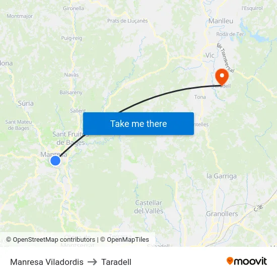 Manresa Viladordis to Taradell map