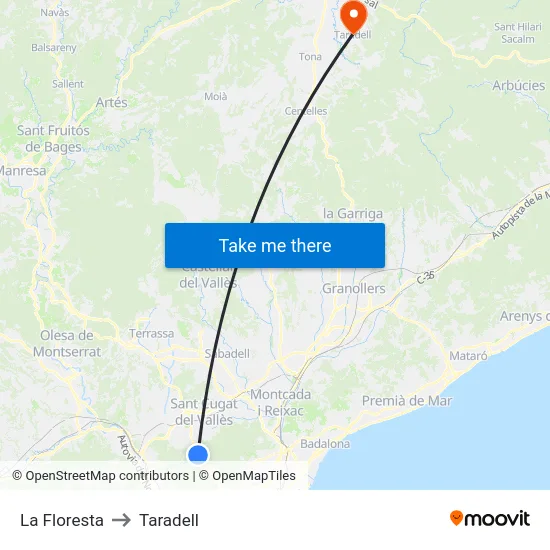 La Floresta to Taradell map