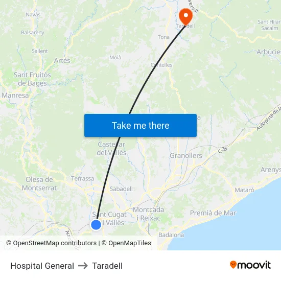 Hospital General to Taradell map